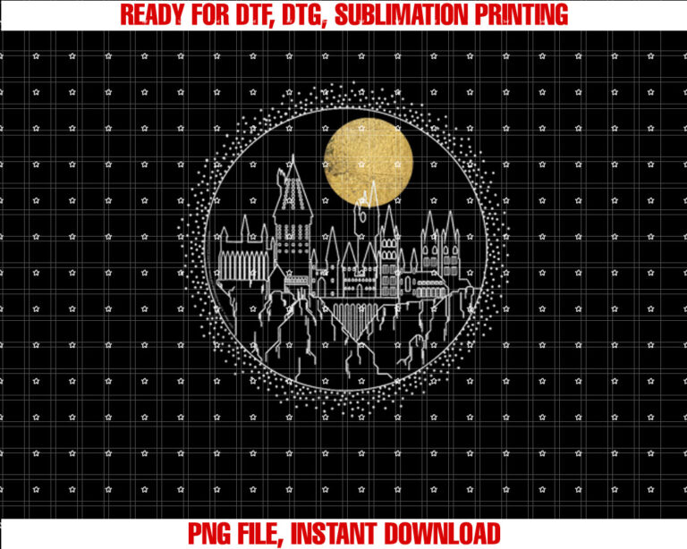 Harry Potter Hogwarts Full Moon Line Art Shirt design, Digital Download