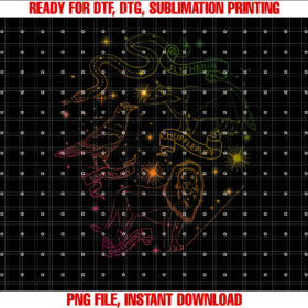 Harry Potter Hogwarts Rainbow Line Art Shirt PNG, DTF, DTG, Sublimation Design