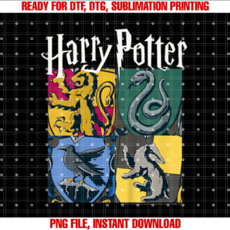 Harry Potter House Crest Panels Shirt PNG, DTF, DTG, Sublimation Design