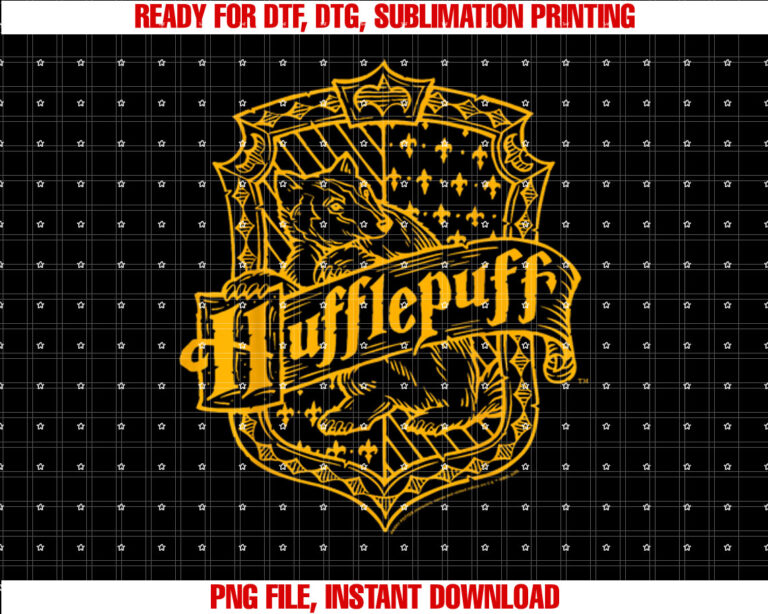 Harry Potter Hufflepuff Dark Detailed Crest Shirt PNG, DTF, DTG, Sublimation Design
