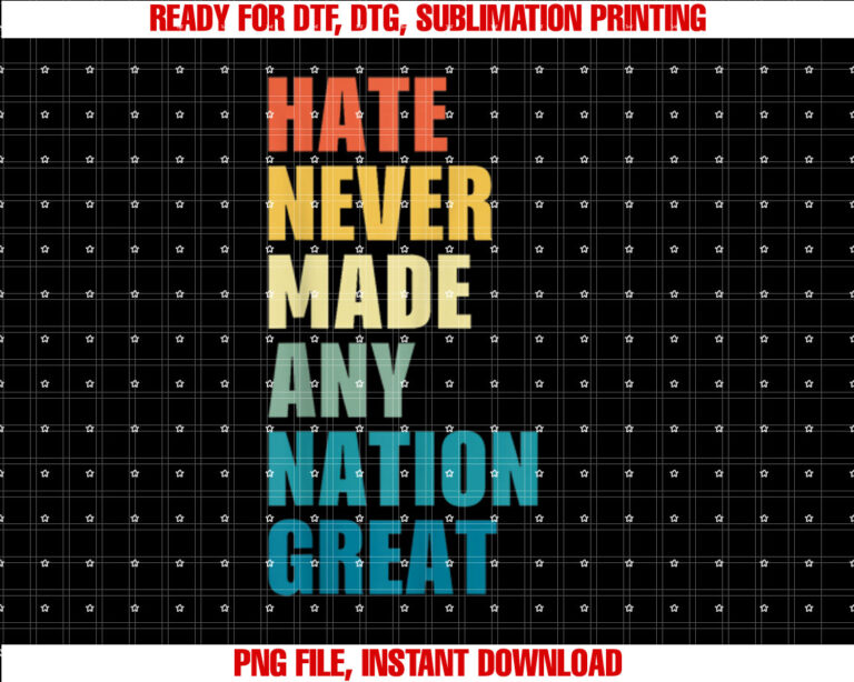 Hate Never Made Any Nation Great AntiTrump 2020 Election Shirt design, Digital Download