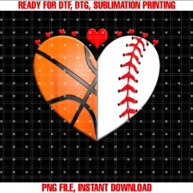 Heart Basketball Baseball Valentines Day Sports Lover Shirt design, Digital Download