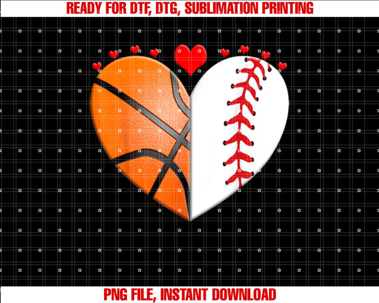 Heart Basketball Baseball Valentines Day Sports Lover Shirt design, Digital Download