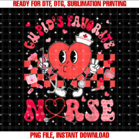 Heart Cupids Favorite Nurse Valentines Day RN CNA ICU Scurb Shirt design, Digital Download
