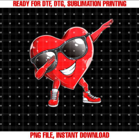 Heart Dab Valentines Day Cool Dabbing Heart Boys Girls Kids Shirt PNG, DTF, DTG, Sublimation Design