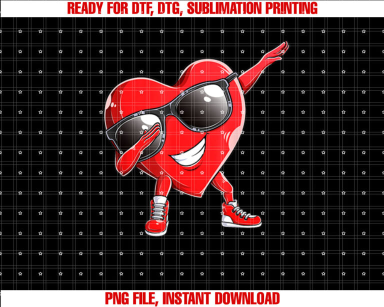 Heart Dab Valentines Day Cool Dabbing Heart Boys Girls Kids Shirt PNG, DTF, DTG, Sublimation Design