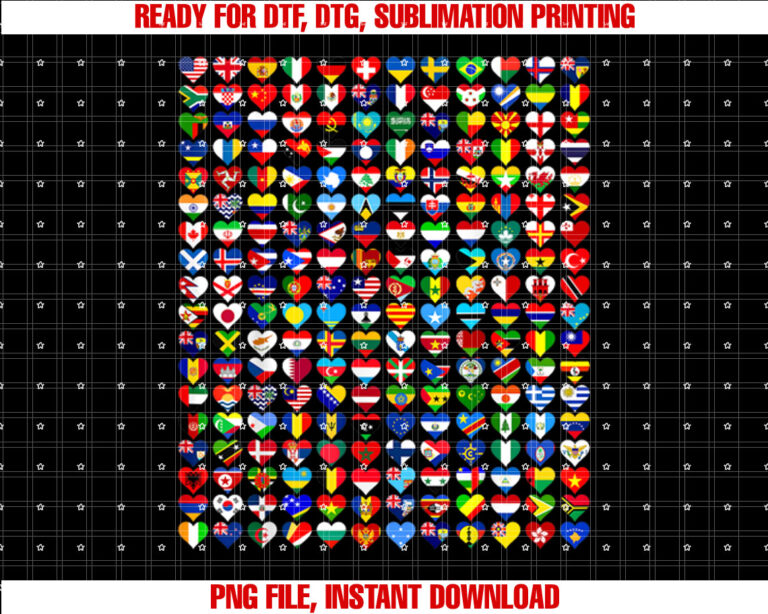 Heart Flags of the Countries of the World Flags Unity Day Shirt design, Digital Download