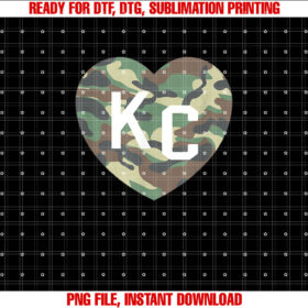 Heart KC Camo GreenBrown Camouflage KC Hearts Kansas City Shirt PNG, DTF, DTG, Sublimation Design