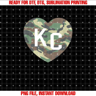 Heart KC Camo GreenBrown Camouflage KC Hearts Kansas City Shirt PNG, DTF, DTG, Sublimation Design