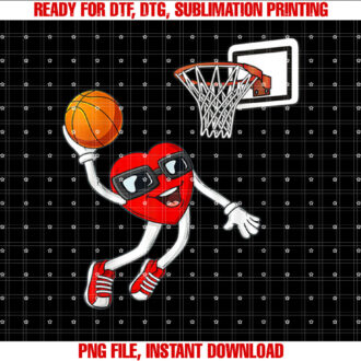 Heart Playing Basketball Valentines Day Boys Gifts Shirt PNG, DTF, DTG, Sublimation Design