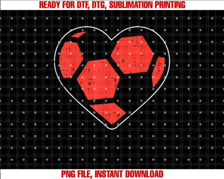 Heart Soccer Ball Football Valentines Day Sports Lover Gift Shirt PNG, DTF, DTG, Sublimation Design