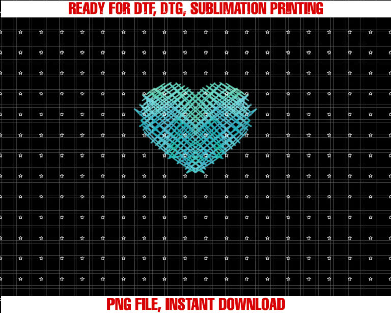 Heart Teal Watercolor Gift for a Girl Shirt PNG, DTF, DTG, Sublimation Design