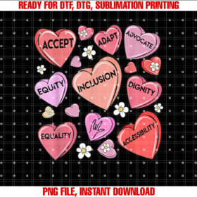 Heart Valentines Day Love Special Education Students Teacher Shirt PNG, DTF, DTG, Sublimation Design