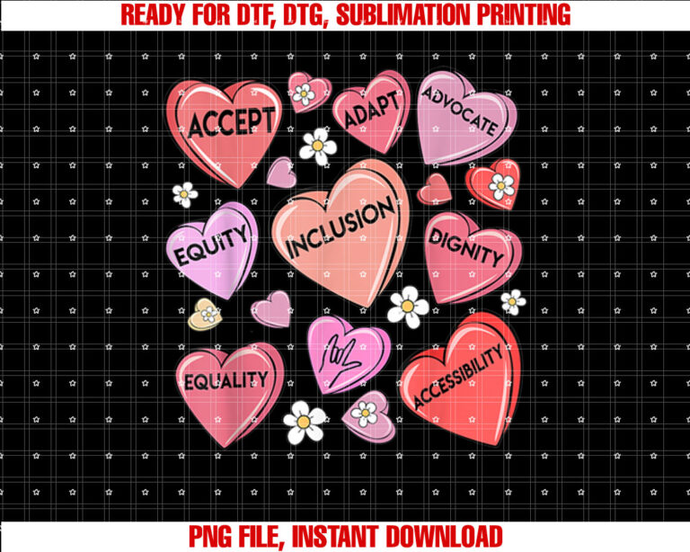 Heart Valentines Day Love Special Education Students Teacher Shirt PNG, DTF, DTG, Sublimation Design