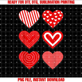 Hearts Pattern Valentines Day Cute Vday Love Couple Shirt PNG, DTF, DTG, Sublimation Design