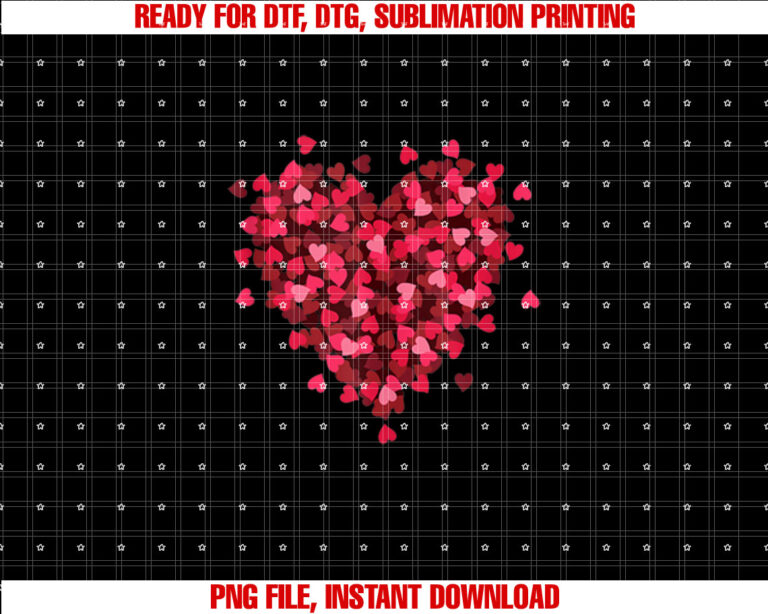 Hearts Women Girls Valentines Day Heart Cute Hearts  Shirt PNG, DTF, DTG, Sublimation Design