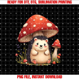 Hedgehog In Mushroom House Cottagecore Hedgehog Fairy House  Shirt PNG, DTF, DTG, Sublimation Design