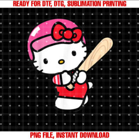 Hello Kitty Baseball Player Tee Shirt Shirt PNG, DTF, DTG, Sublimation Design