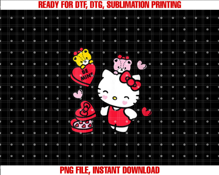 Hello Kitty Be Mine Candy Gifts Valentines Shirt PNG, DTF, DTG, Sublimation Design