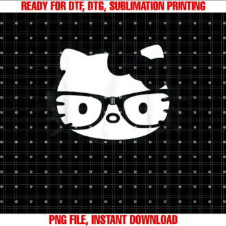 Hello Kitty and White Nerd Glasses Short Sleeve Shirt PNG, DTF, DTG, Sublimation Design