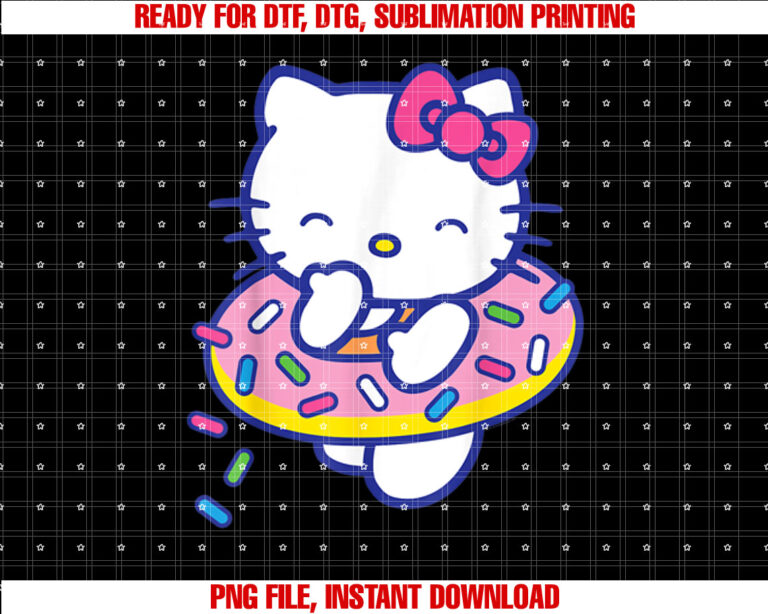 Hello Kitty Donut Sprinkles Floaty Summer Swimming Shirt PNG, DTF, DTG, Sublimation Design