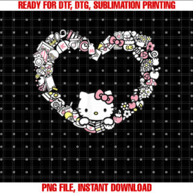 Hello Kitty Heart Favorite Things Short Sleeve Shirt PNG, DTF, DTG, Sublimation Design