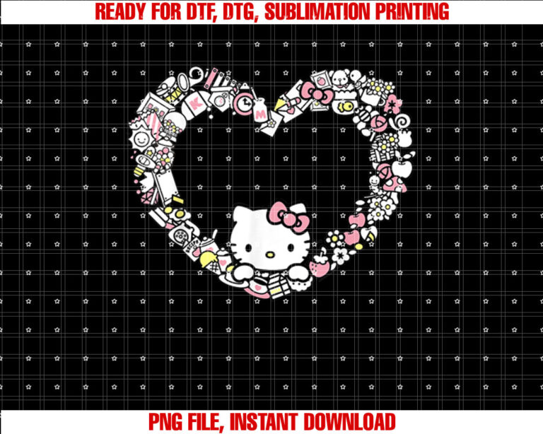 Hello Kitty Heart Favorite Things Short Sleeve Shirt PNG, DTF, DTG, Sublimation Design