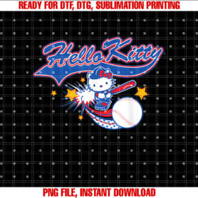 Hello Kitty Home Run Baseball Softball Tee Shirt Shirt PNG, DTF, DTG, Sublimation Design