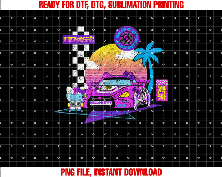 Hello Kitty Kawaii Tokyo Racer Shirt PNG, DTF, DTG, Sublimation Design
