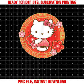 Hello Kitty Lunar New Year Flowers Shirt PNG, DTF, DTG, Sublimation Design