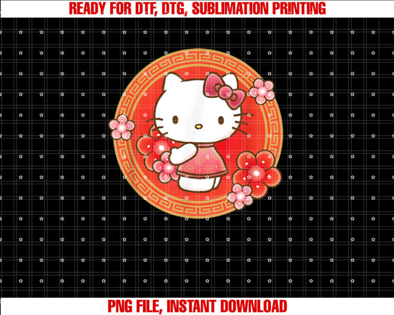 Hello Kitty Lunar New Year Flowers Shirt PNG, DTF, DTG, Sublimation Design
