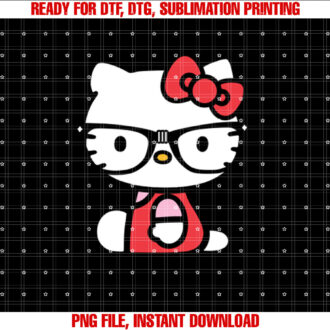 Hello Kitty Nerd Glasses  Shirt PNG, DTF, DTG, Sublimation Design