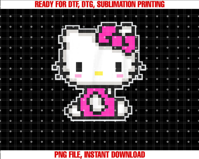 Hello Kitty Official Pixel Tee Shirt Shirt PNG, DTF, DTG, Sublimation Design