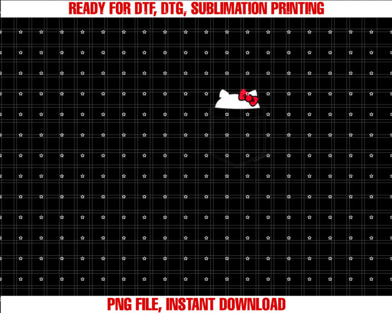 Hello Kitty Peeking Pocket Tee Shirt Shirt PNG, DTF, DTG, Sublimation Design
