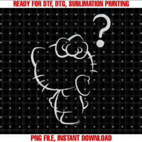 Hello Kitty Question Mark Tee Shirt Shirt PNG, DTF, DTG, Sublimation Design