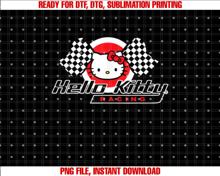 Hello Kitty Racing Tee Shirt Shirt PNG, DTF, DTG, Sublimation Design