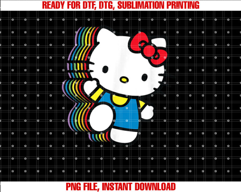 Hello Kitty Rainbow Shirt PNG, DTF, DTG, Sublimation Design