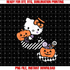 Hello Kitty Trick or Treat Halloween Tee Shirt Shirt PNG, DTF, DTG, Sublimation Design
