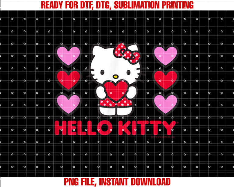 Hello Kitty Valentine Hearts Shirt Shirt PNG, DTF, DTG, Sublimation Design