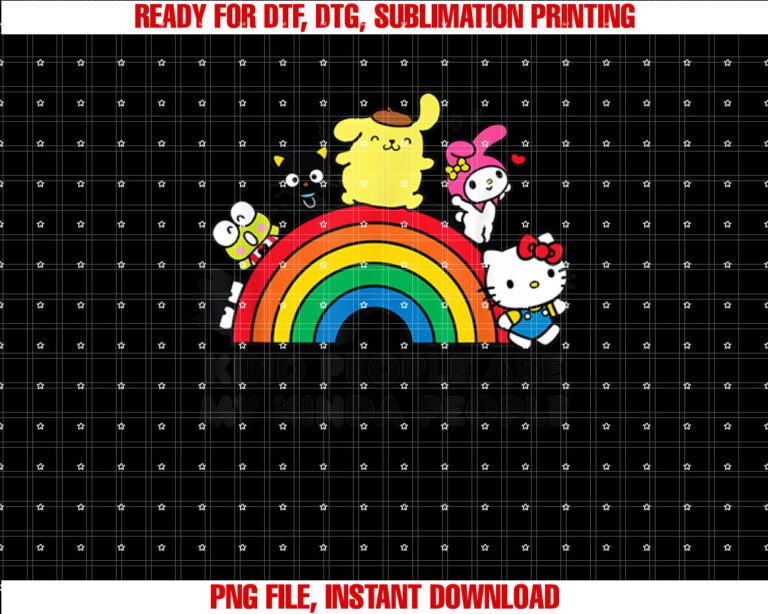 Hello Kitty and Friends Kind People Are My Kinda People Shirt PNG, DTF, DTG, Sublimation Design