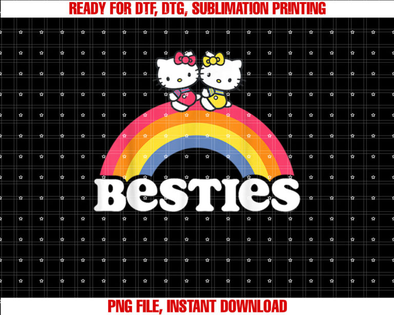 Hello Kitty and Mimmy Besties Tee Shirt Shirt PNG, DTF, DTG, Sublimation Design