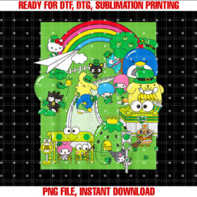 Hello Sanrio Seeing Green St Patricks Day Tee Shirt Shirt PNG, DTF, DTG, Sublimation Design