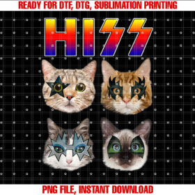 Hiss Funny Cats Kittens Rock Rockin Gift Tee Pun Shirt PNG, DTF, DTG, Sublimation Design