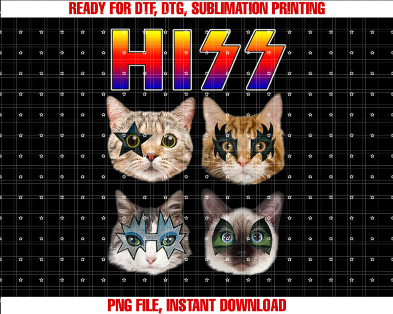 Hiss Funny Cats Kittens Rock Rockin Gift Tee Pun Shirt PNG, DTF, DTG, Sublimation Design