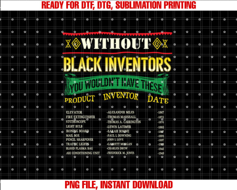 History Of Inventors History Month  Shirt PNG, DTF, DTG, Sublimation Design