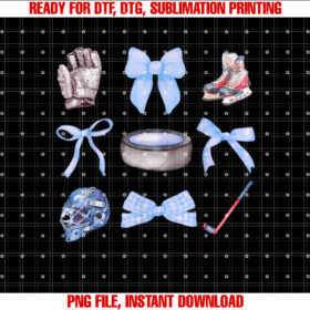 Hockey Coquette Bow Hockey Mama Game Day Women Girls Kids Shirt PNG, DTF, DTG, Sublimation Design