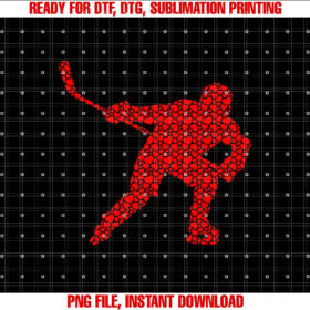 Hockey Lovers Valentine Hearts Love Cute Silhouette Shirt PNG, DTF, DTG, Sublimation Design