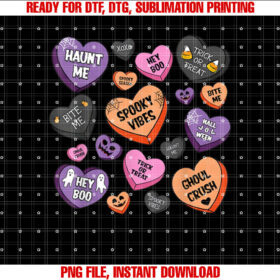 Horror Spooky Candy Heart Valentines Day Lover Tee Halloween Shirt PNG, DTF, DTG, Sublimation Design