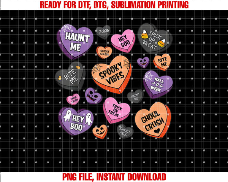 Horror Spooky Candy Heart Valentines Day Lover Tee Halloween Shirt PNG, DTF, DTG, Sublimation Design