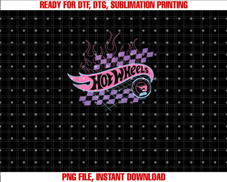 Hot Wheels Flaming With Checkered Background Shirt design, Digital Download